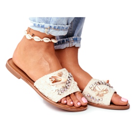 HAN Pantuflas Mujer Beige Con Conchas España