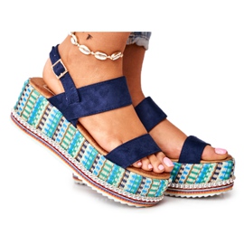 FW1 Sandalias de mujer en alpargatas con cuña, azul marino Sandy