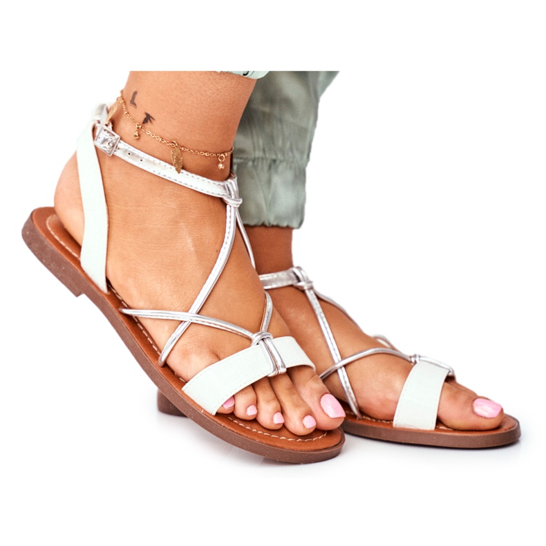 FW1 Sandalias planas blancas de mujer Alison blanco