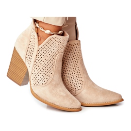 MSMG De Mujer Botas Con Tacón Ante Calado Beige Claro Tonos