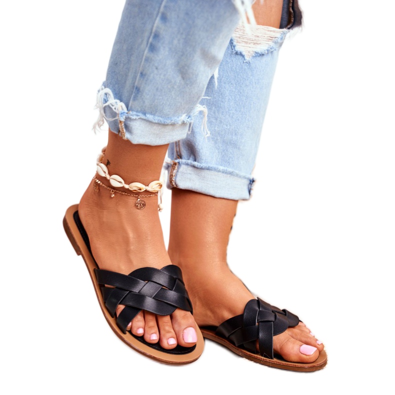 FRJ Pantuflas de Mujer Elegantes Negras Mariah negro
