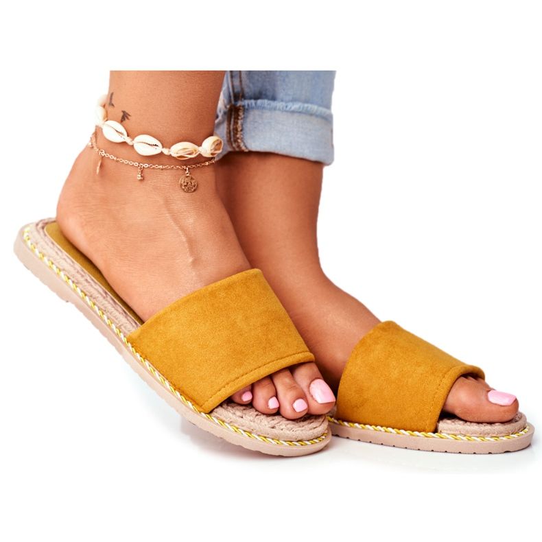 FRJ Pantuflas De Ante Clásicas Para Mujer Amarillas Look At Me amarillo