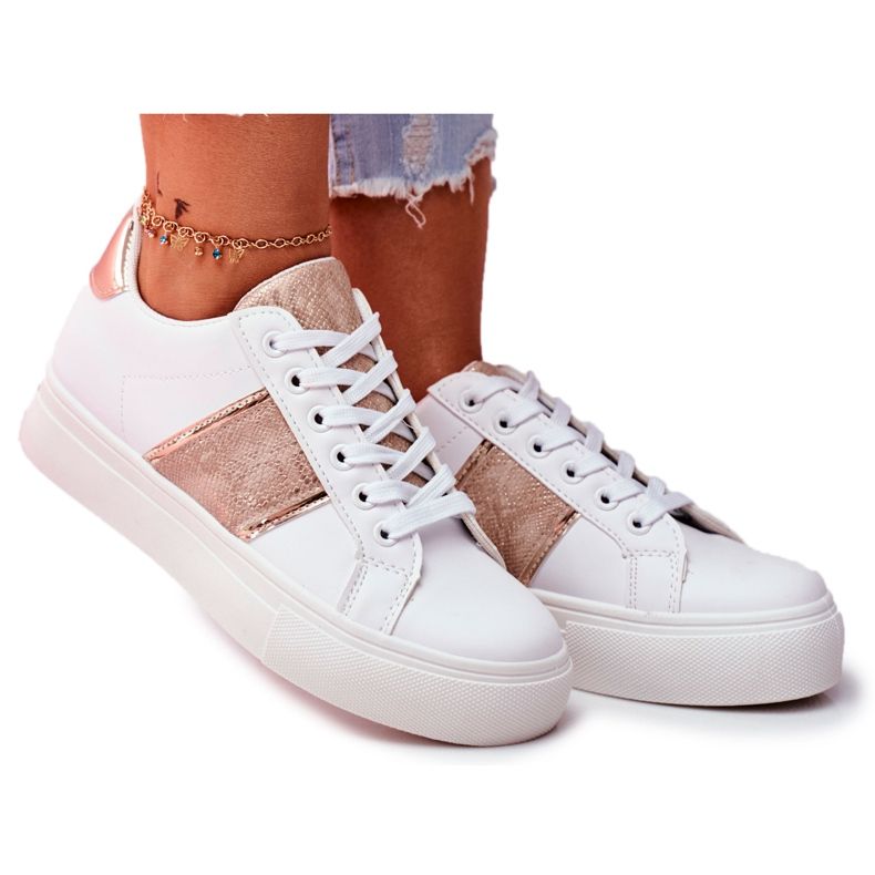 Zapatos deportivos de mujer blancos y dorados Keep Going