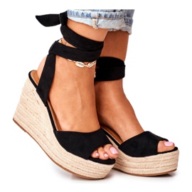FRID Sandalias De Mujer Con Cuña Alpargatas Negro Ollie