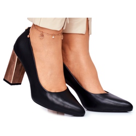 Zapatos De Tacón Dorado De Mujer Sergio Leone Negro PB216