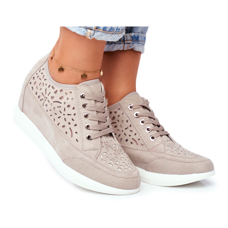 Zapatillas Mujer Sergio Leone Gris Calado PB122