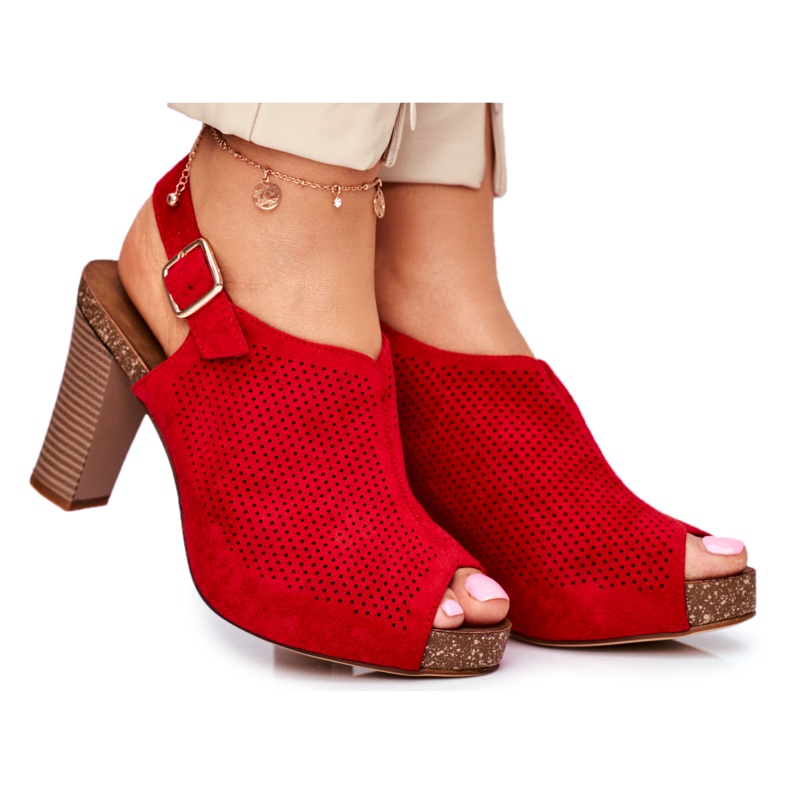 Sandalias de Mujer en Tacón Alto Sergio Leone SK855 Rojo Senillo