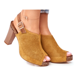 Sandalias de Mujer en Tacón Alto Sergio Leone SK855 Amarillo Senillo
