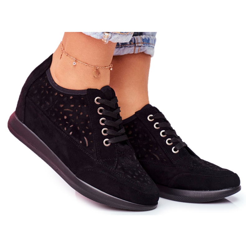 Zapatillas Mujer Sergio Leone Calado Negro PB122