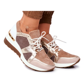 Deporte Zapatos de mujer Zapatillas de cuero Nicole Beige 2562 Daina Deporte Zapatos de mujer Zapatillas de cuero Nicole Beige 2562 Daina