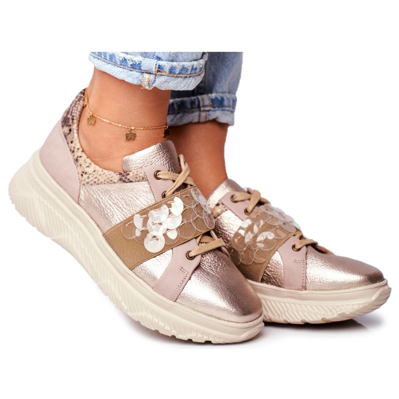 Zapatillas Deportivas Mujer Piel Zapatillas Maciejka 04448-25 beige multicolor dorado