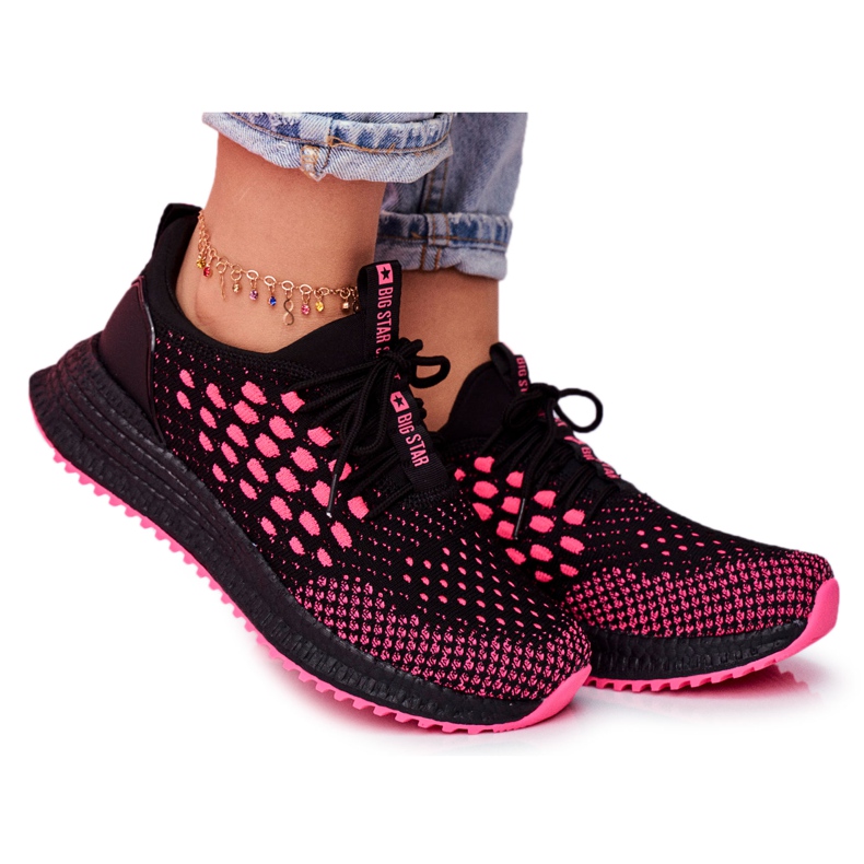 Zapatos Deportivos De Mujer Sneakers Big Star Negro Fucsia FF274964 rosado
