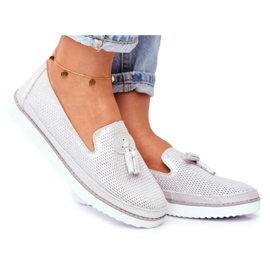 EVE Mocasines Mujer Piel Plata Amore Mio gris