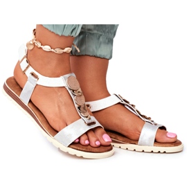 EVE Sandalias planas plateadas para mujer con adornos Milton gris