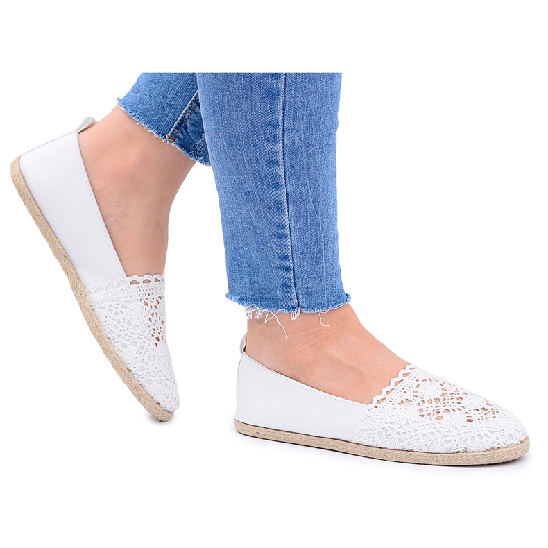 EVE Alpargatas de encaje blancas sin cordones Maribel blanco
