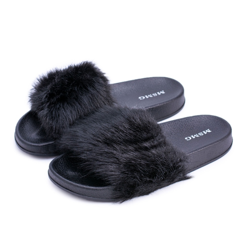 Pantuflas De Mujer Con Piel Piel Negra negro