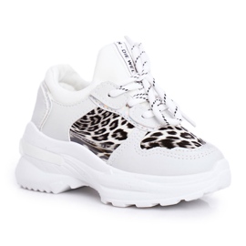 FRROCK Zapatos deportivos blancos con estampado de leopardo de penny para niños gris FRROCK Zapatos deportivos blancos con estampado de leopardo de penny para niños gris