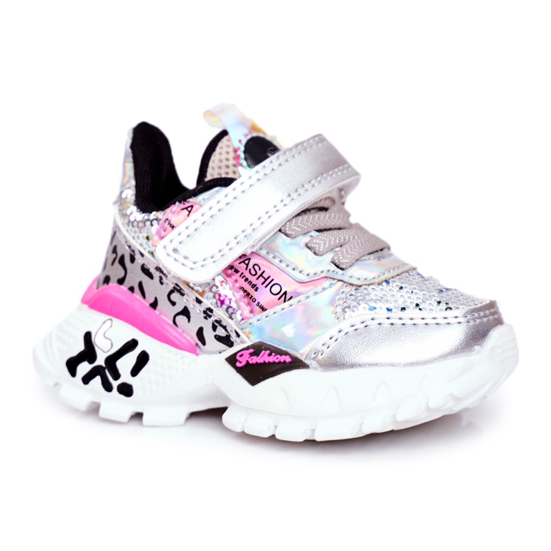 FRROCK Calzado Deportivo Infantil Con Velcro Plateado Be Happy gris