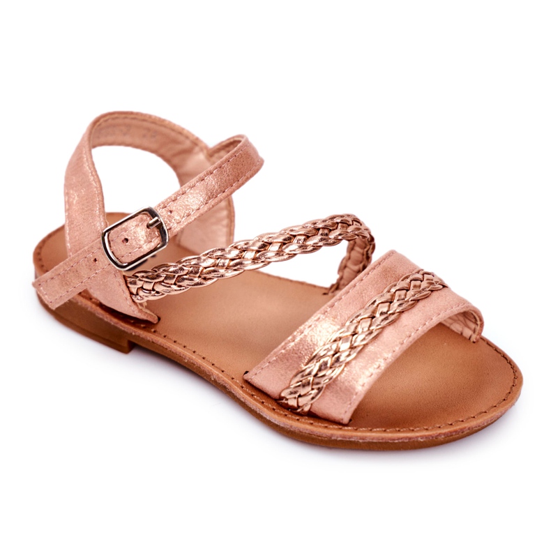 FRROCK Sandalias para niños Champagne Kremo rosado amarillo