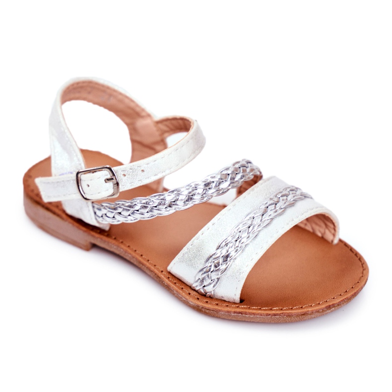 FRROCK Sandalias Kremo plateadas para niños gris