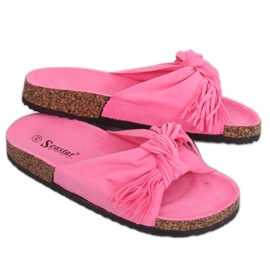 Pantuflas boho rosa de mujer CK136P Fushie rosado