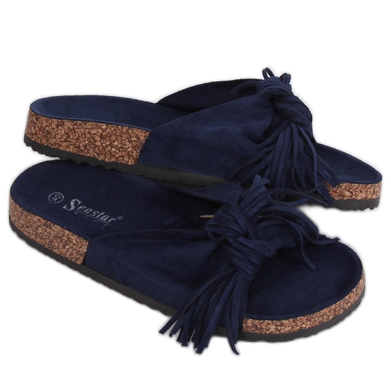 Pantuflas boho mujer azul marino CK136P D.BLUE Pantuflas boho mujer azul marino CK136P D.BLUE