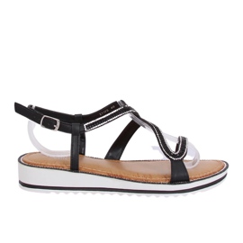 Black ZY178 Sandalias asimétricas negras negro