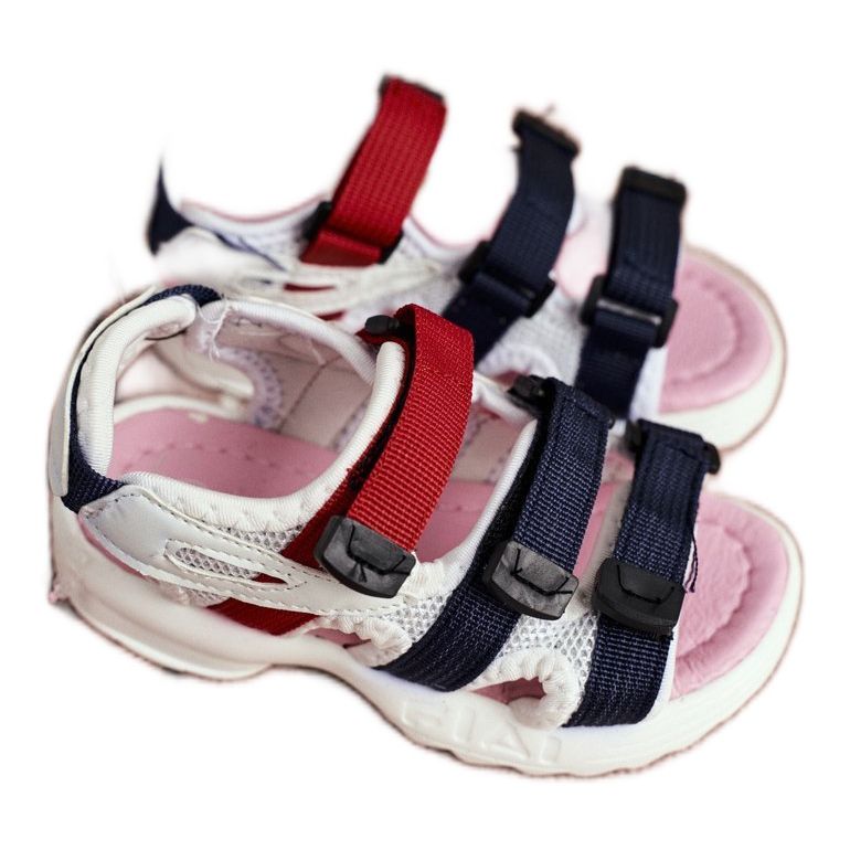 FRROCK Sandalias Infantiles Con Velcro Para Niña Blanco Rosa Fima