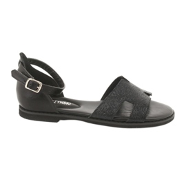 Sandalias negras con tacón Daszyński MR1848-17 negro