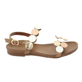 Sandalias doradas Daszyński MR1958-1 marrón gris amarillo