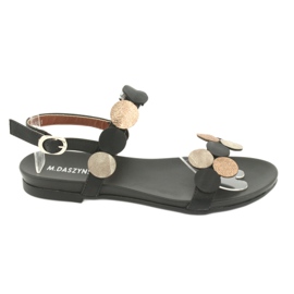 Sandalias negras ruedas doradas Daszyński MR1958-1 negro amarillo
