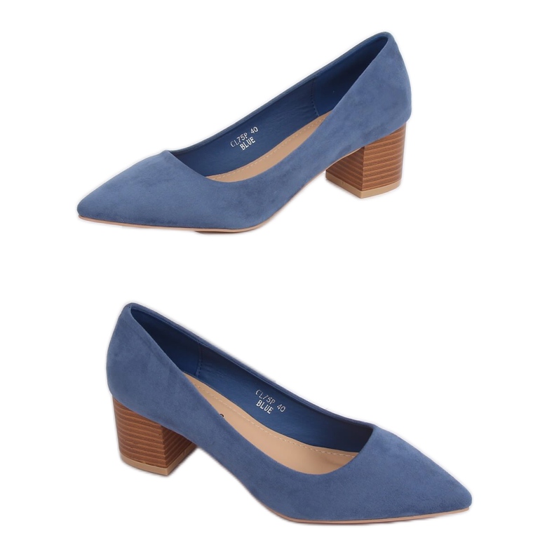 Salón con tacones de madera azul CL75P Azul