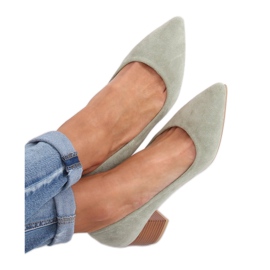 Zapatos de salón con tacones de madera celadon CL75P Verde
