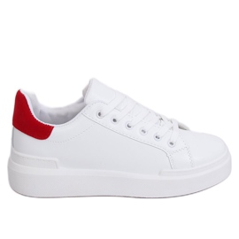 Zapatillas de mujer blancas 85-428 BLANCO / ROJO