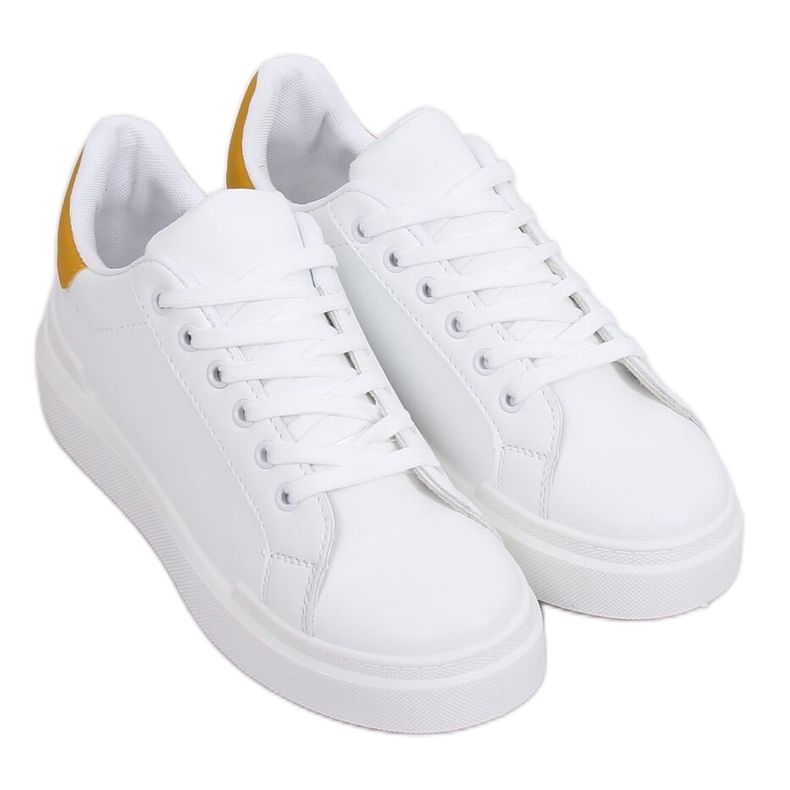 Zapatillas de mujer blancas 85-428 BLANCO / AMARILLO Zapatillas de mujer blancas 85-428 BLANCO / AMARILLO