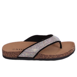 Chanclas negras con suela de corcho 7872-PL Negro Chanclas negras con suela de corcho 7872-PL Negro