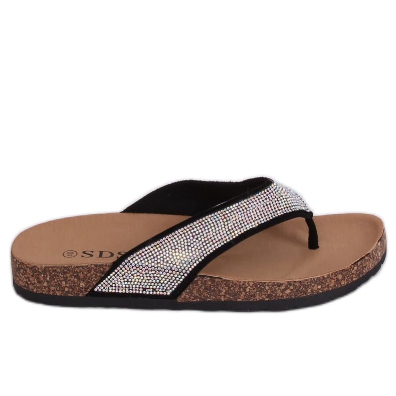 Chanclas negras con suela de corcho 7872-PL Negro Chanclas negras con suela de corcho 7872-PL Negro
