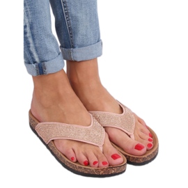 Chanclas rosa con suela de corcho, rosa 7872-PL Rosa rosado
