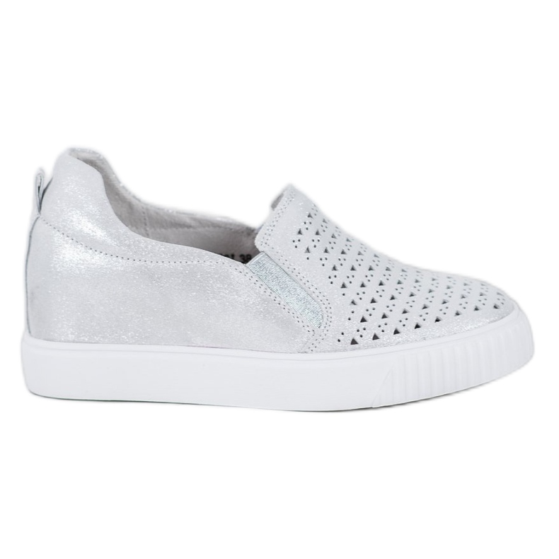 Filippo Slipons de cuero en cuña gris