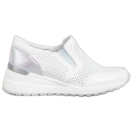 Filippo Slipons de cuero calado blanco gris