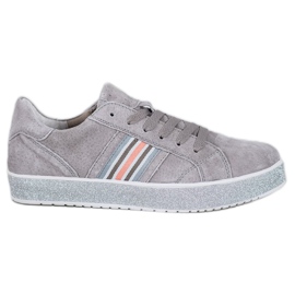 Filippo Zapatillas de piel con plataforma de purpurina gris