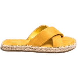 SHELOVET Cómodas pantuflas de gamuza amarillo