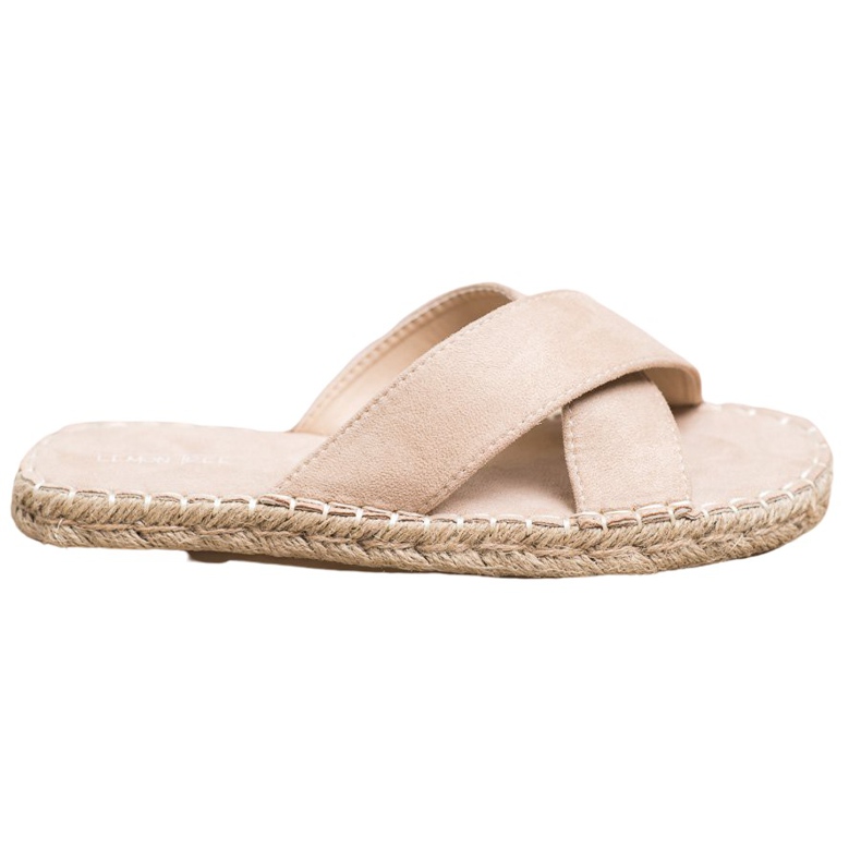 SHELOVET Cómodas pantuflas de gamuza beige