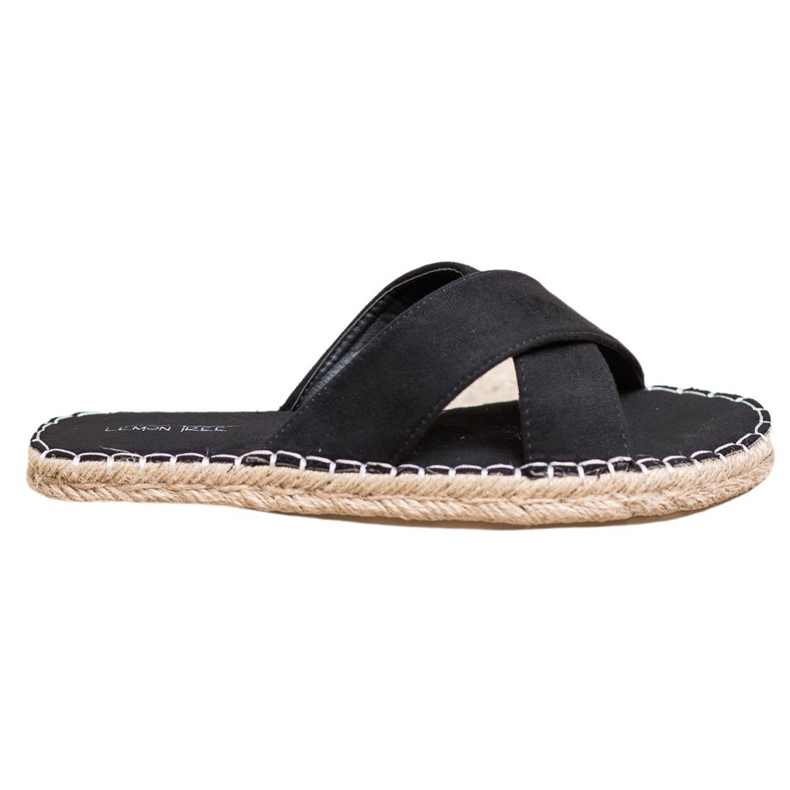 SHELOVET Cómodas pantuflas de gamuza negro