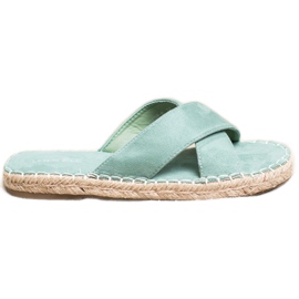 SHELOVET Cómodas pantuflas de gamuza verde
