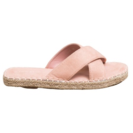 SHELOVET Cómodas pantuflas de gamuza rosa