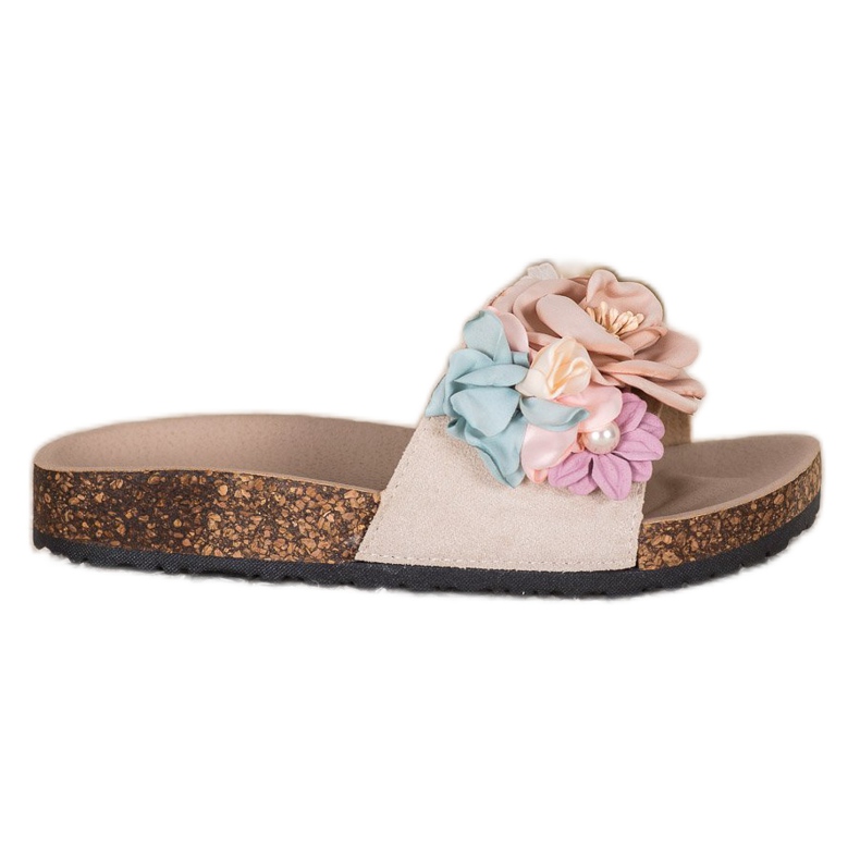 Zapatillas VINCEZA con flores marrón