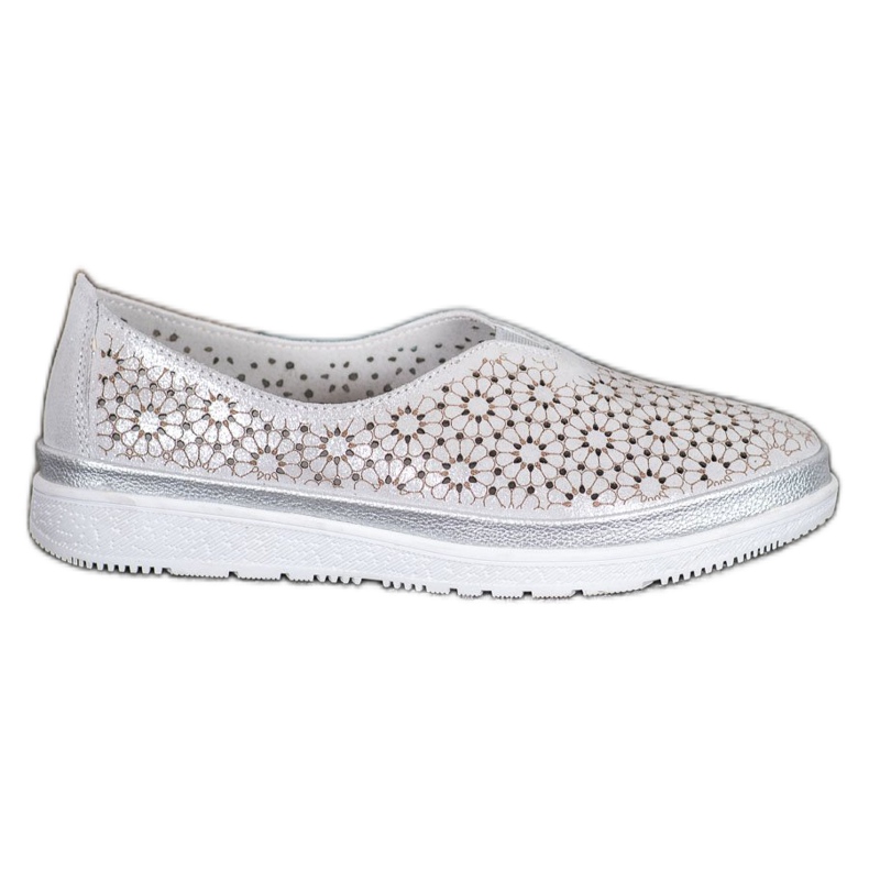 Filippo Slipons de cuero con estampado floral gris