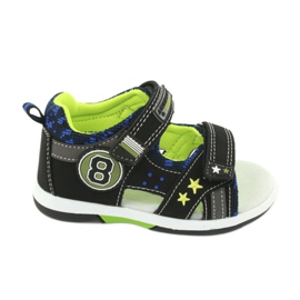American Club Sandalias Inserto de cuero decorado con ocho y estrellas DR14/20 Negro y verde