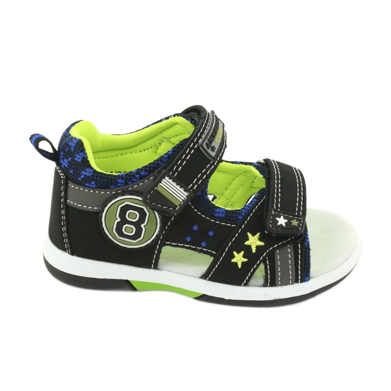 American Club Sandalias Inserto de cuero decorado con ocho y estrellas DR14/20 Negro y verde